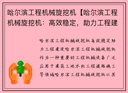 哈尔滨工程机械旋挖机【哈尔滨工程机械旋挖机：高效稳定，助力工程建设】